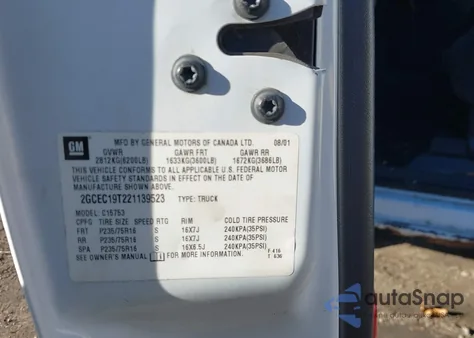 2002 Chevrolet Silverado 1500 Ls z USA, uszkodzony, nr VIN 2GCEC19T221139523